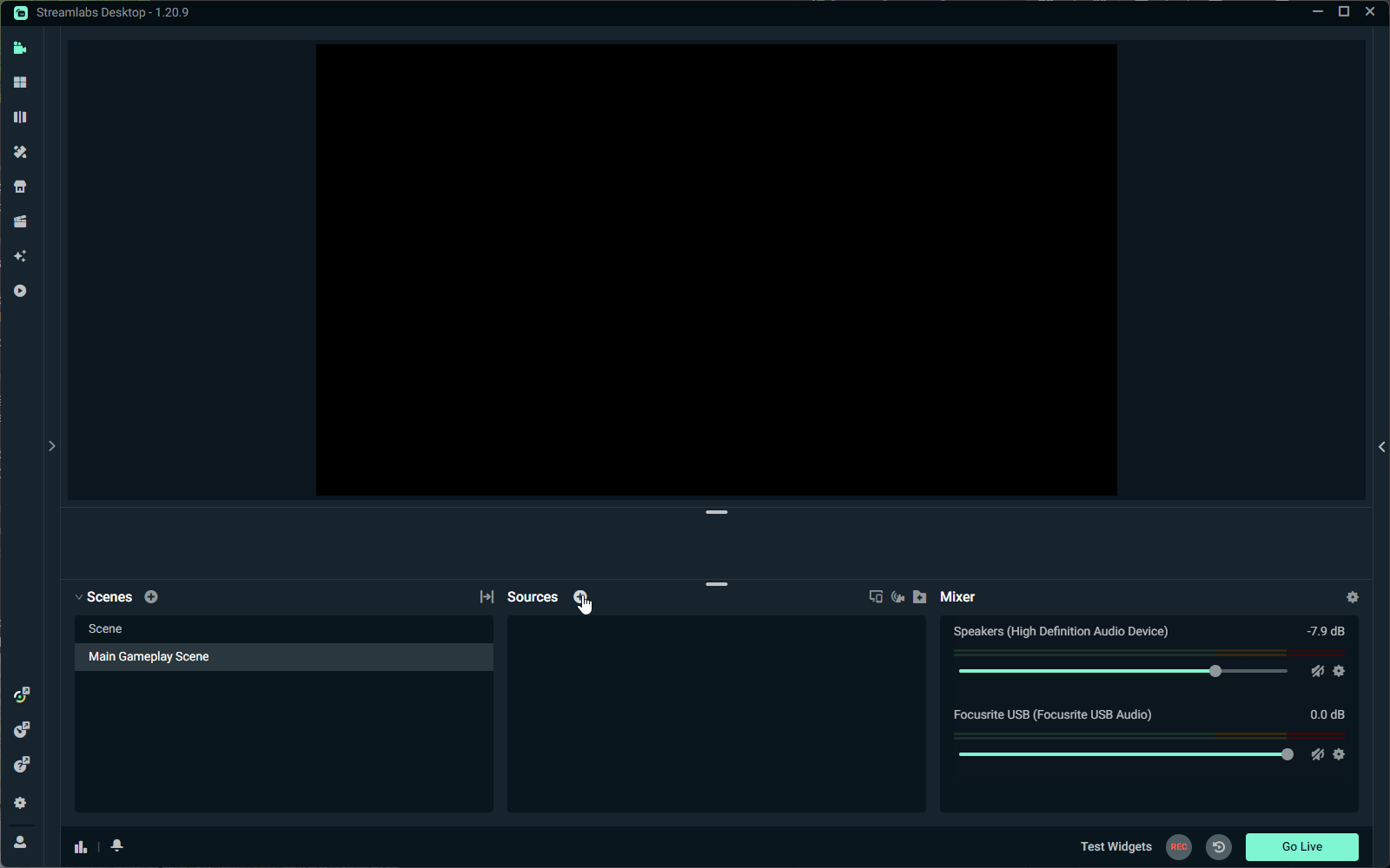 Adding a source in Streamlabs Desktop editor